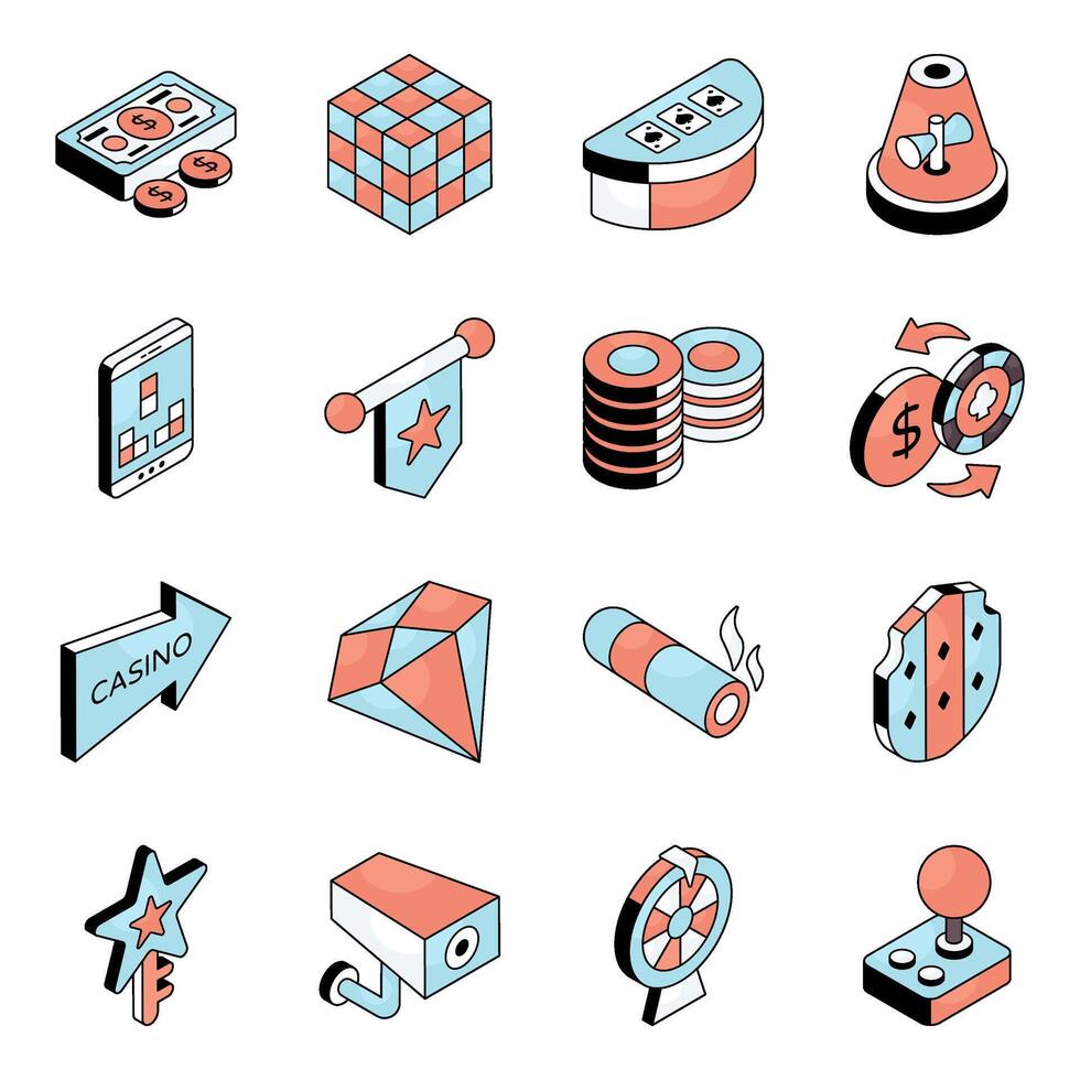 Set of Casino and Gaming Flat Icons vector
