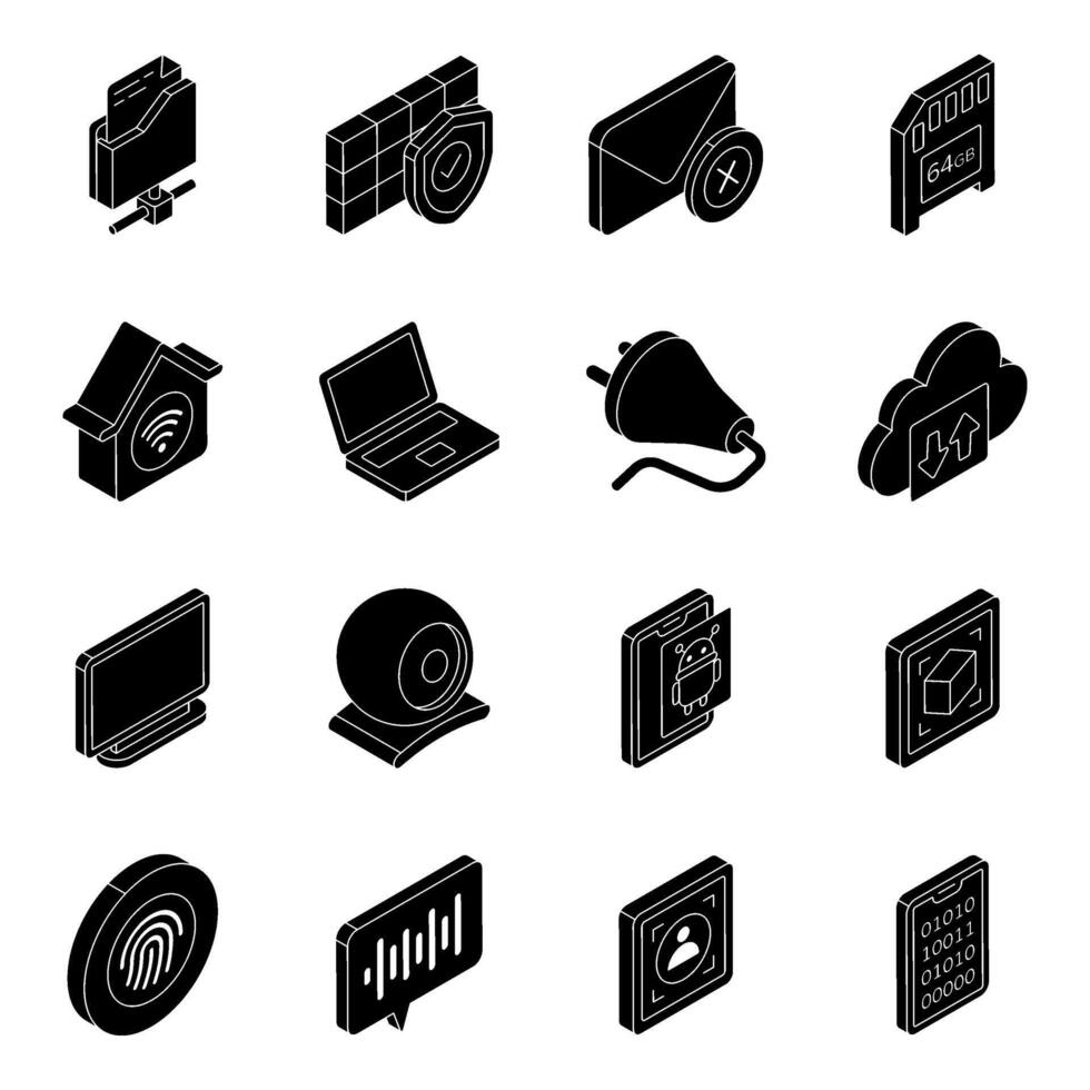 Pack of Device Solid Icon vector