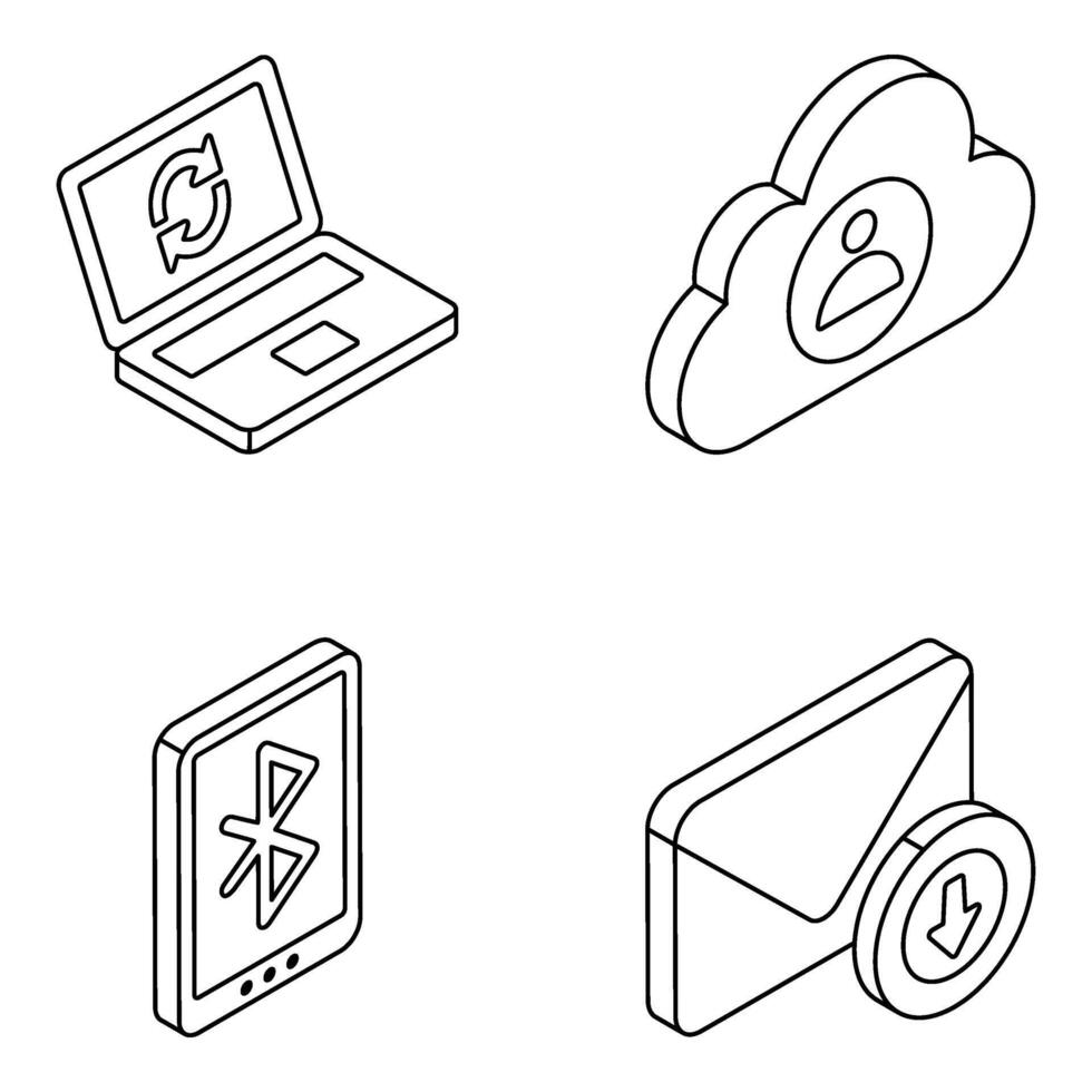 Pack of Network and Devices Linear Icon vector