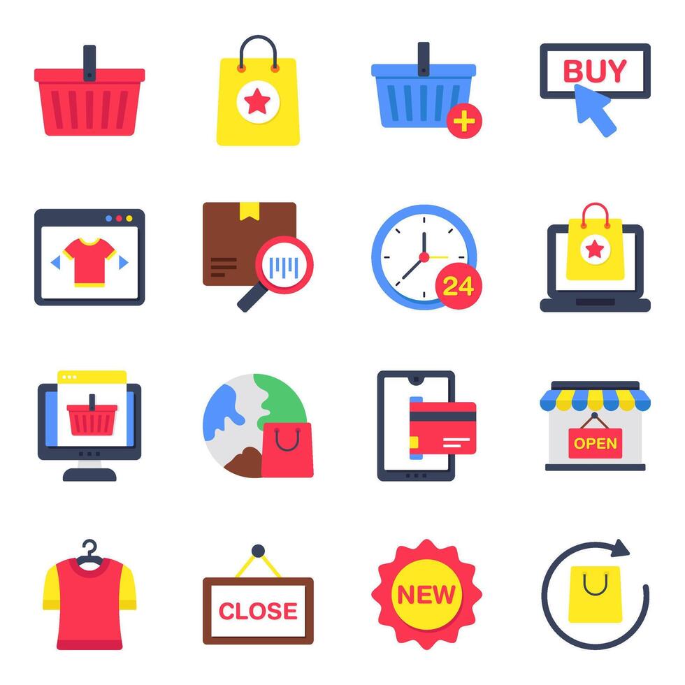 Set of Shopping Flat Icons vector
