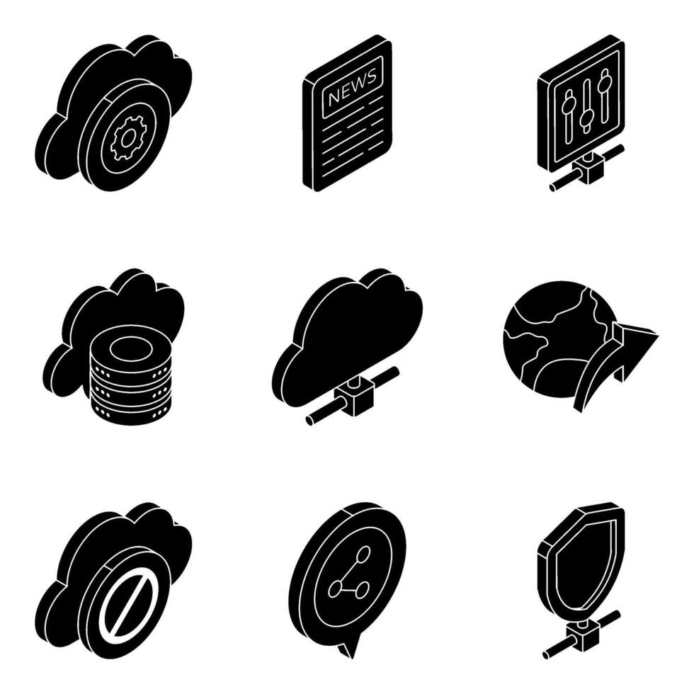Pack of Smart Devices Solid Icon vector