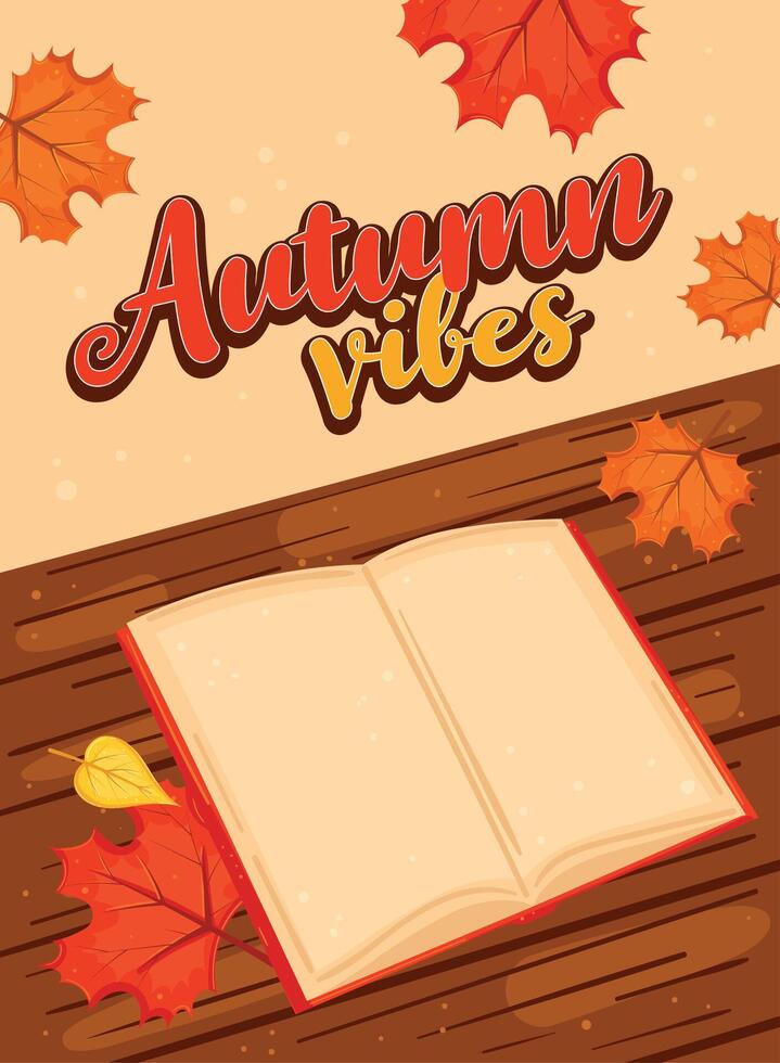 Autumn Vibes with Open Book and Leaves vector