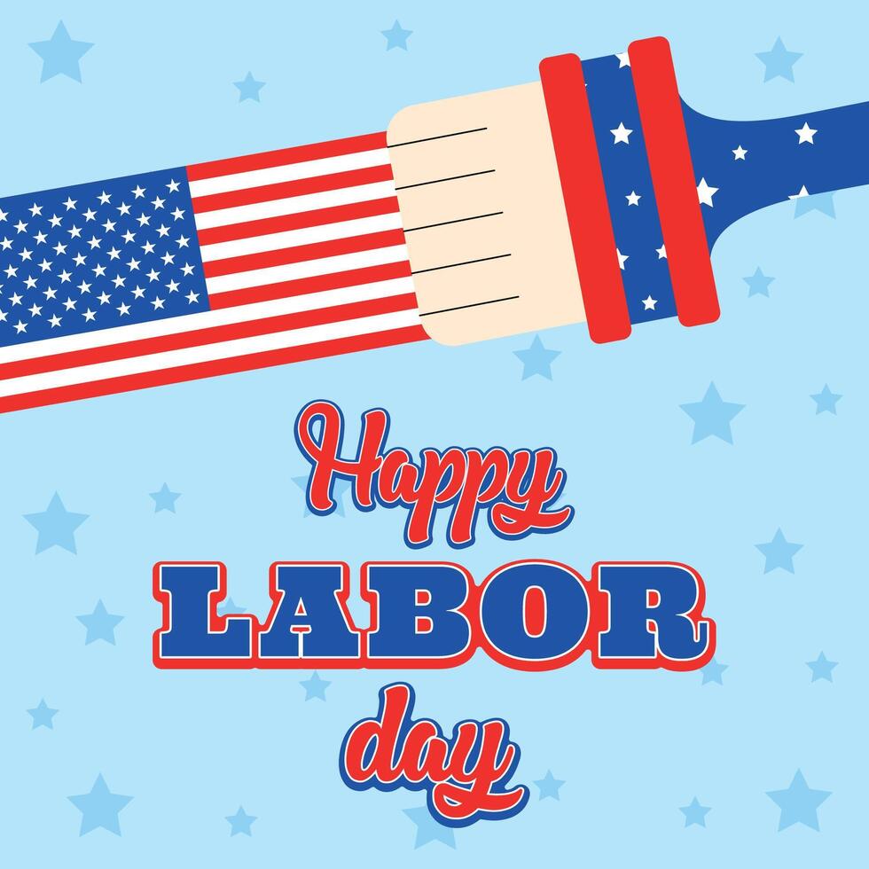 Happy Labor Day greeting with American flag paintbrush vector