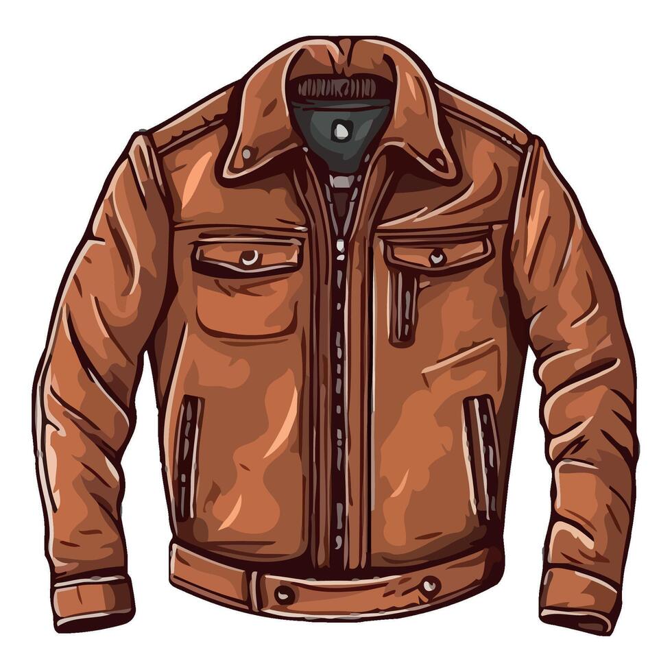 An illustration of a brown leather jacket vector