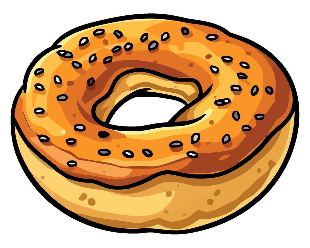 A bagel with sesame seeds on top vector