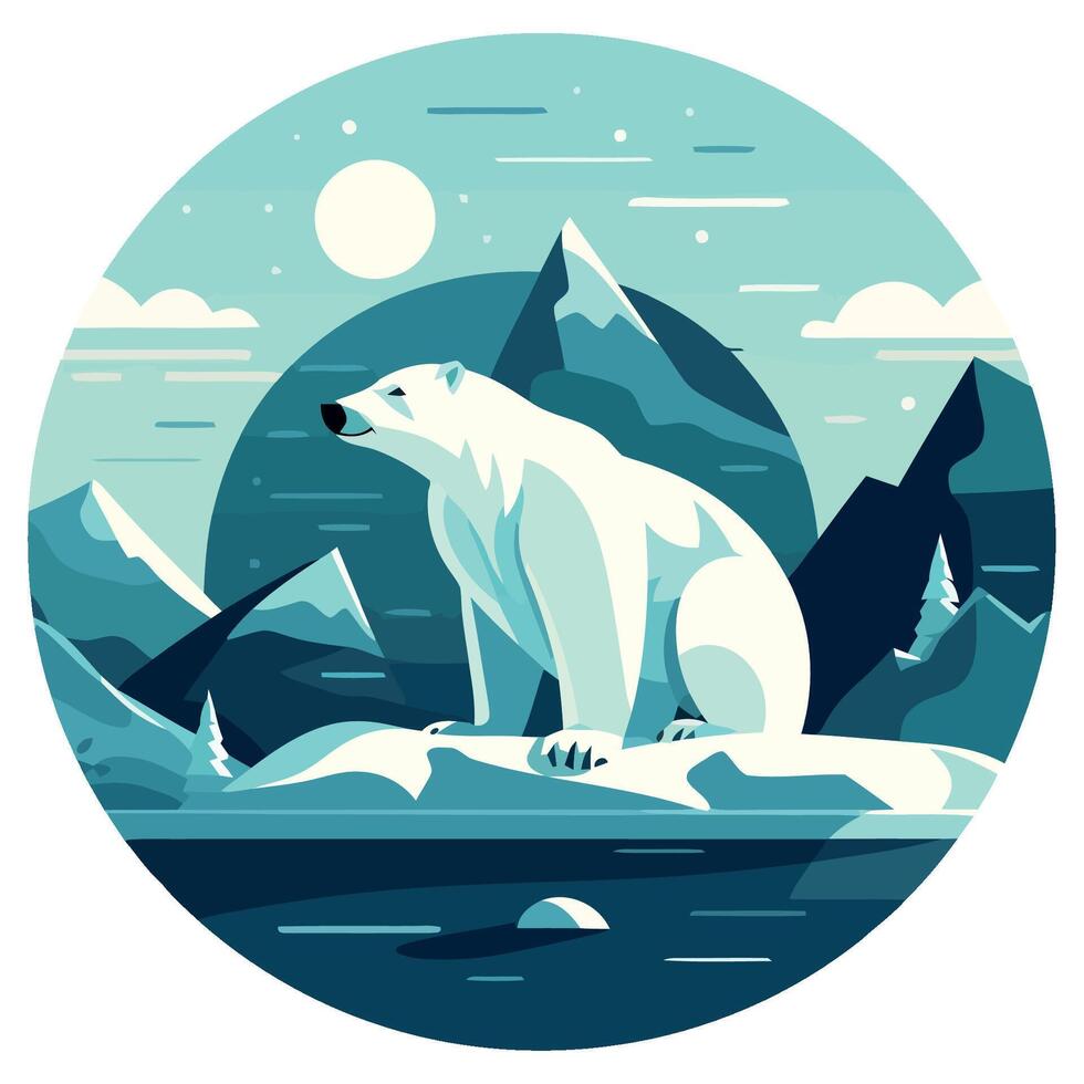 Polar bear in the arctic landscape illustration vector