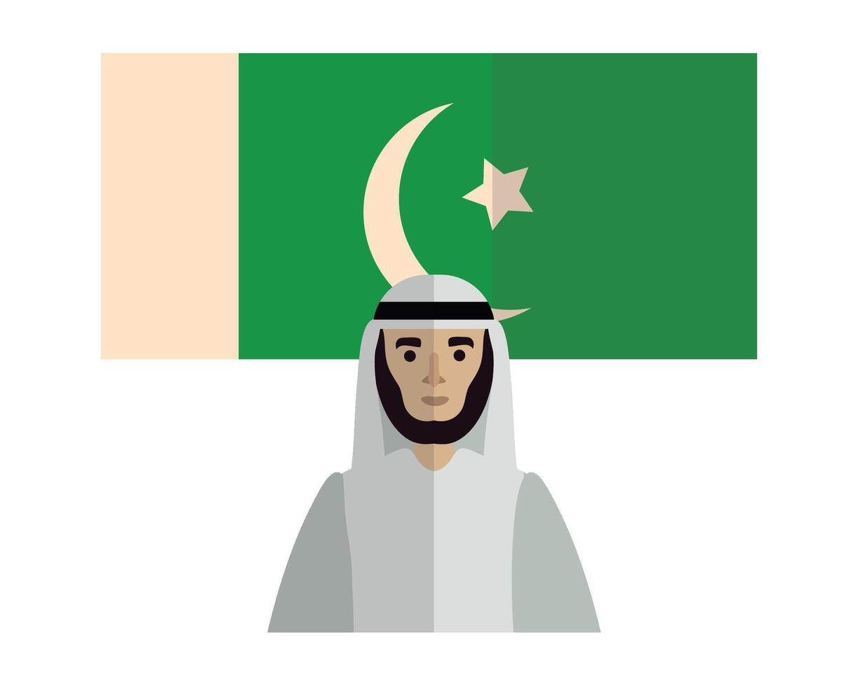 Arab man with flag of arabia illustration vector