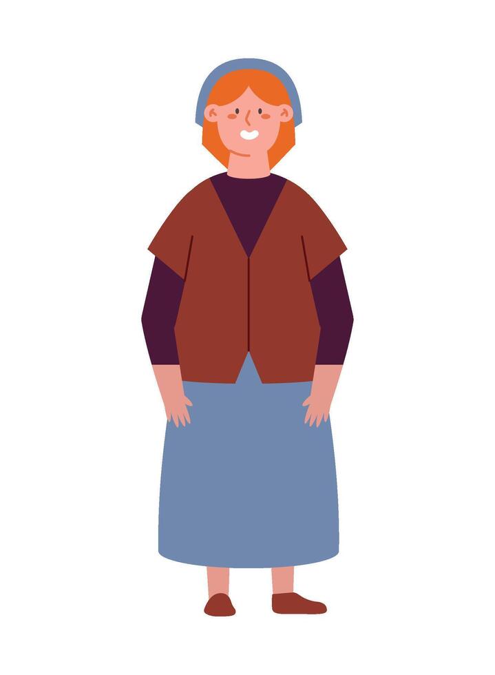 An illustration of a woman in a blue dress vector