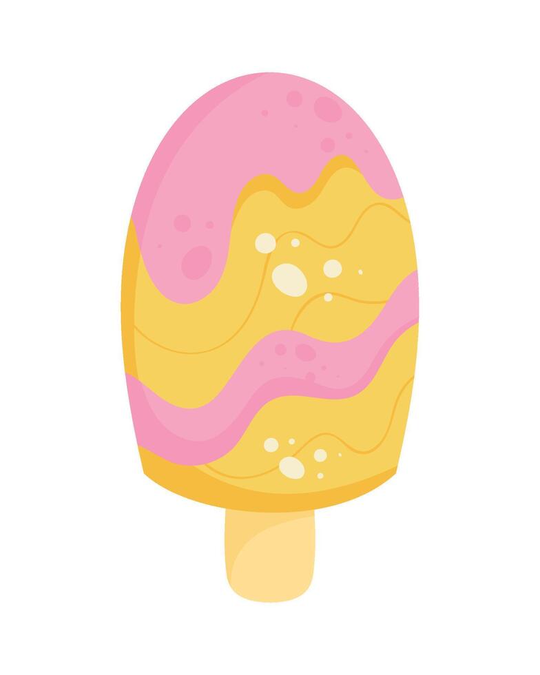 Ice cream with pink and yellow swirls on a stick vector