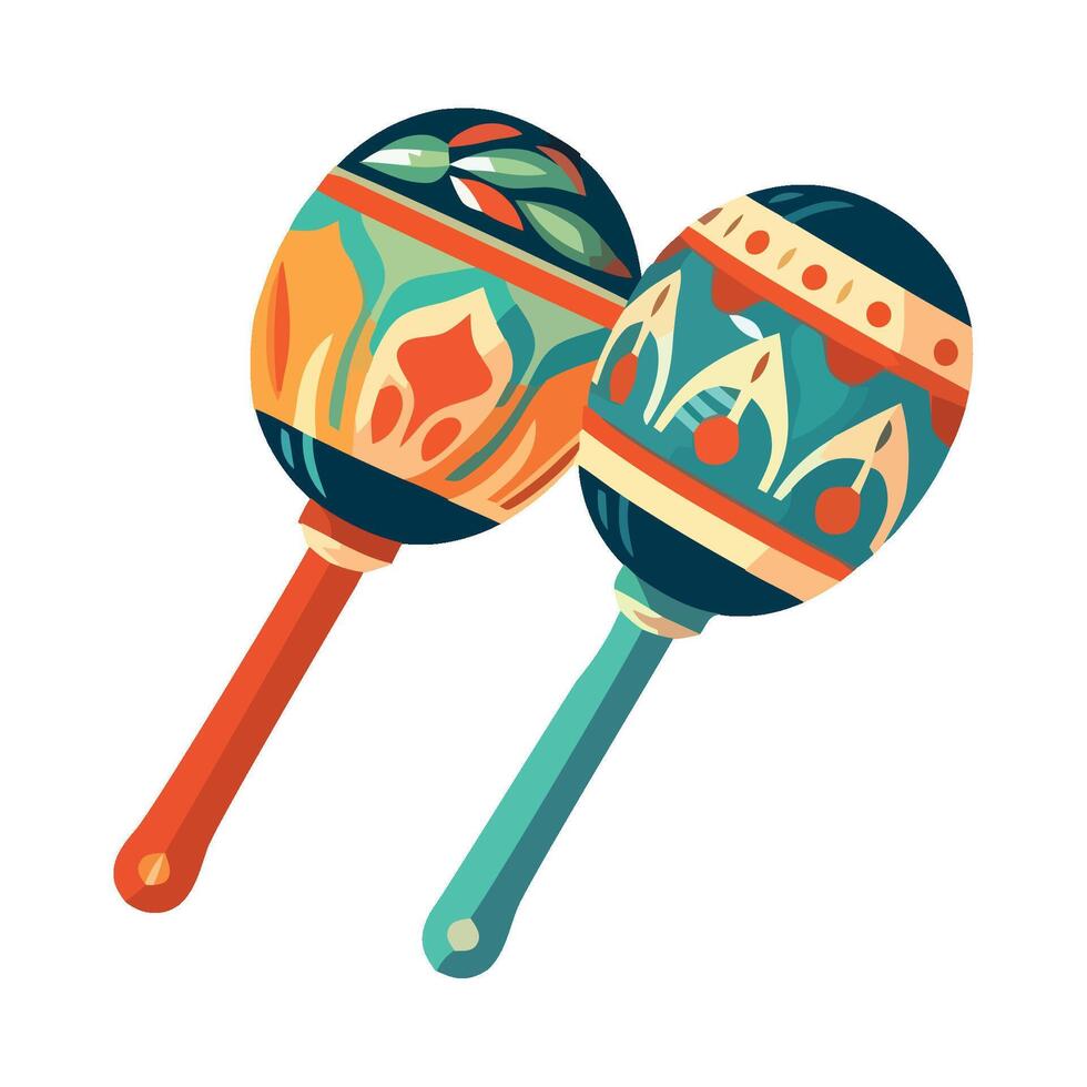Two maracas with colorful designs on them vector