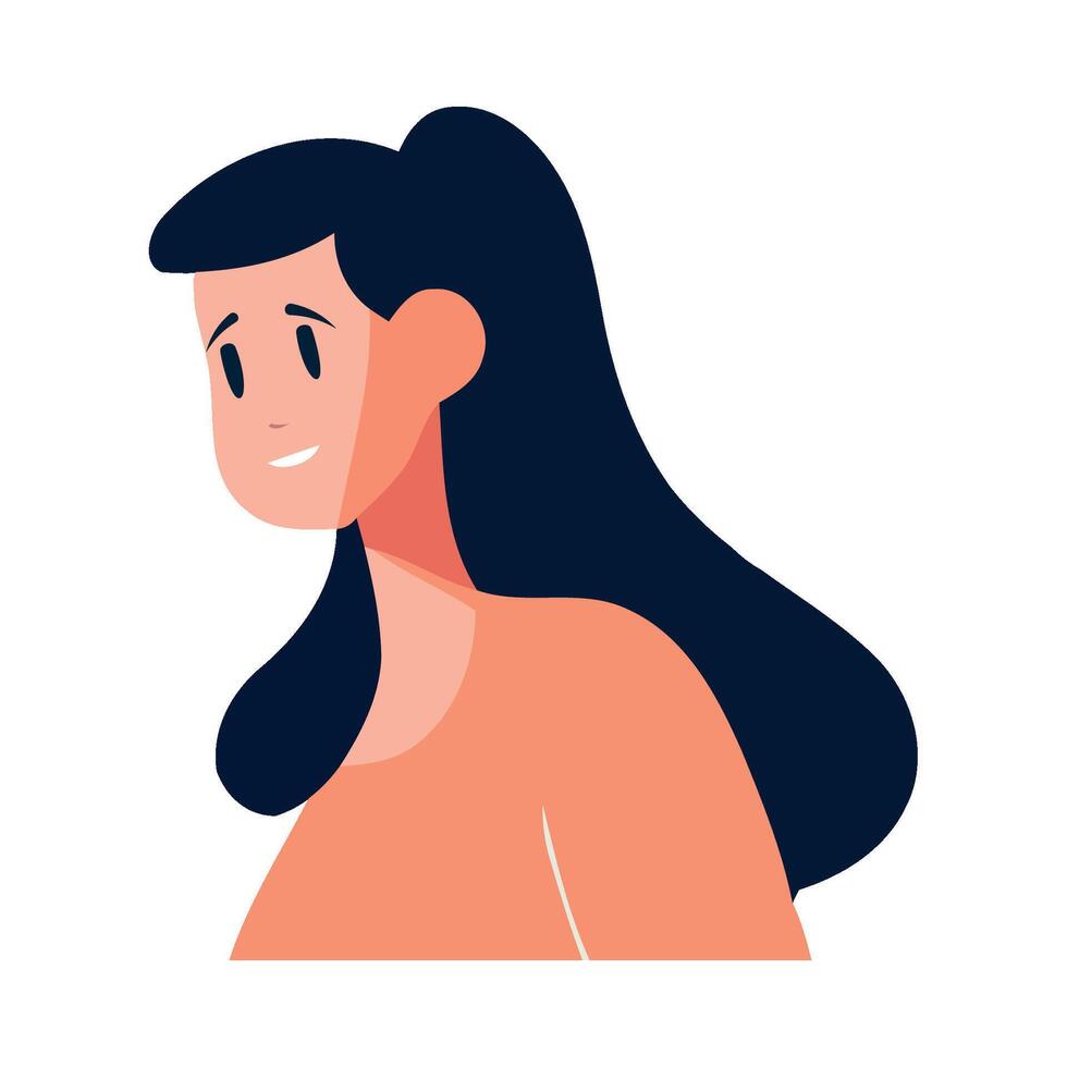 A woman with long hair and a ponytail vector