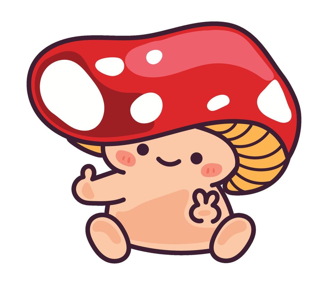 A cartoon mushroom with a baby in it vector