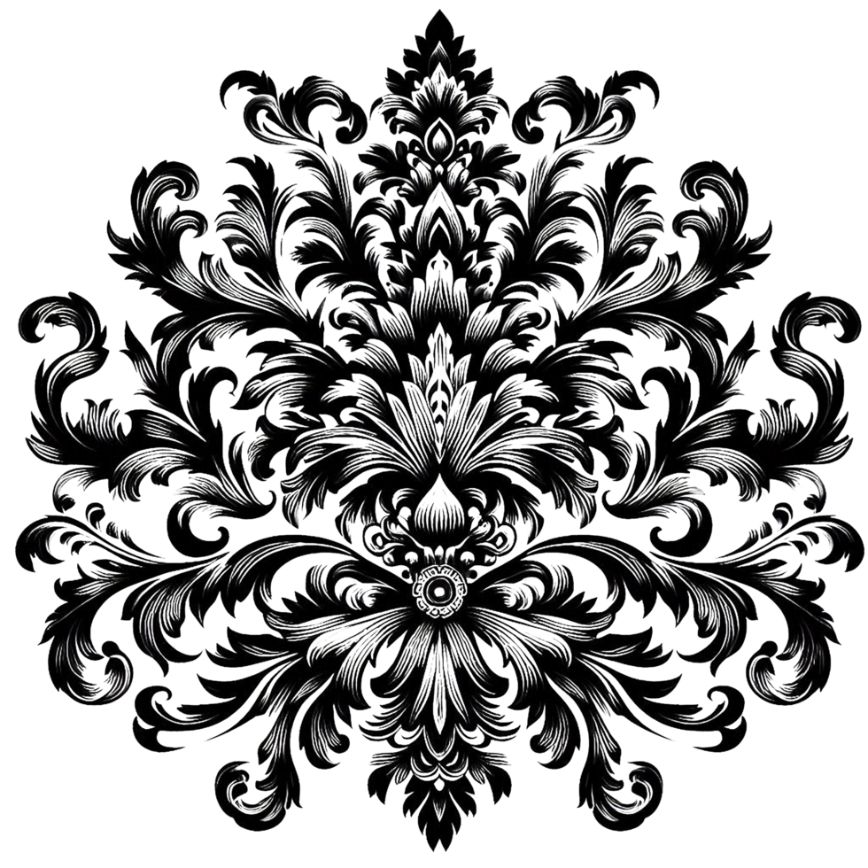 Damask central element pattern transparent background png