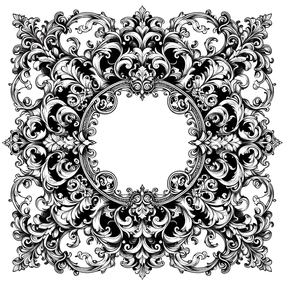 black and white round frame png