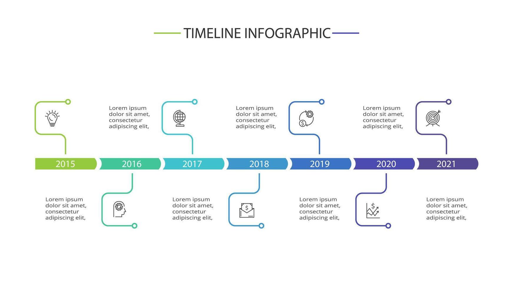 Timeline with 7 elements, infographic template for web, business, presentations, illustration vector