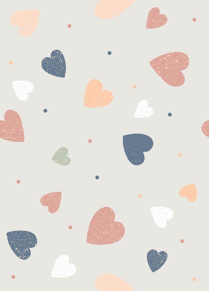 Pattern illustration with colorful hearts in graphic style. vector