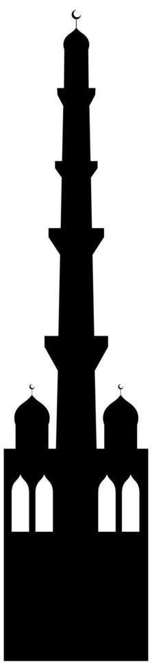 Arabic architecture mosque black silhouette. Mosque roof, Islamic cityscape panorama and minaret skyline silhouettes for Islamic holidays Ramadan, Eid Al-Adha, Eid Mubarak. Isolated vector