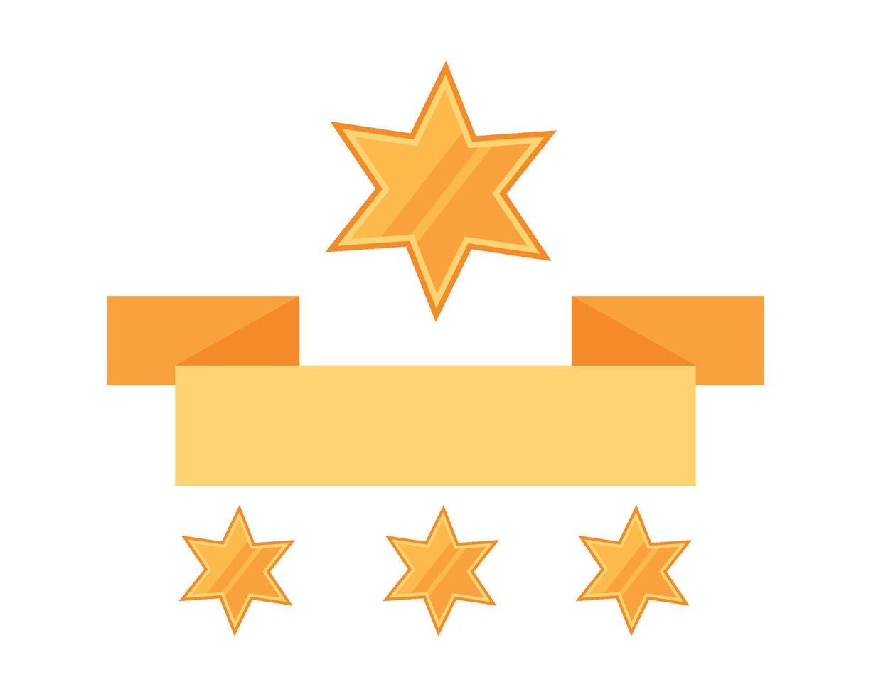 Five stars on a white background with a ribbon vector
