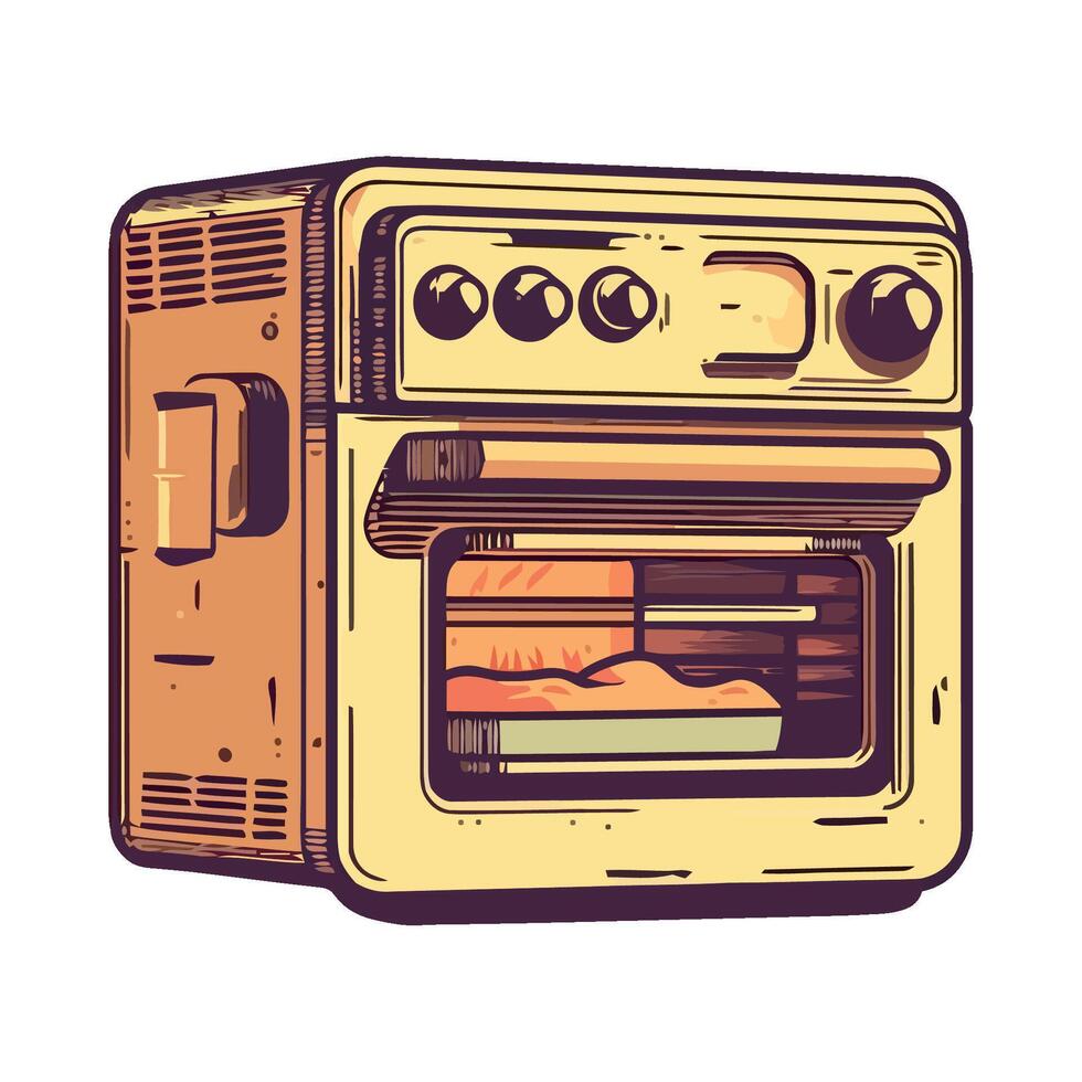 Oven with food inside, illustration vector