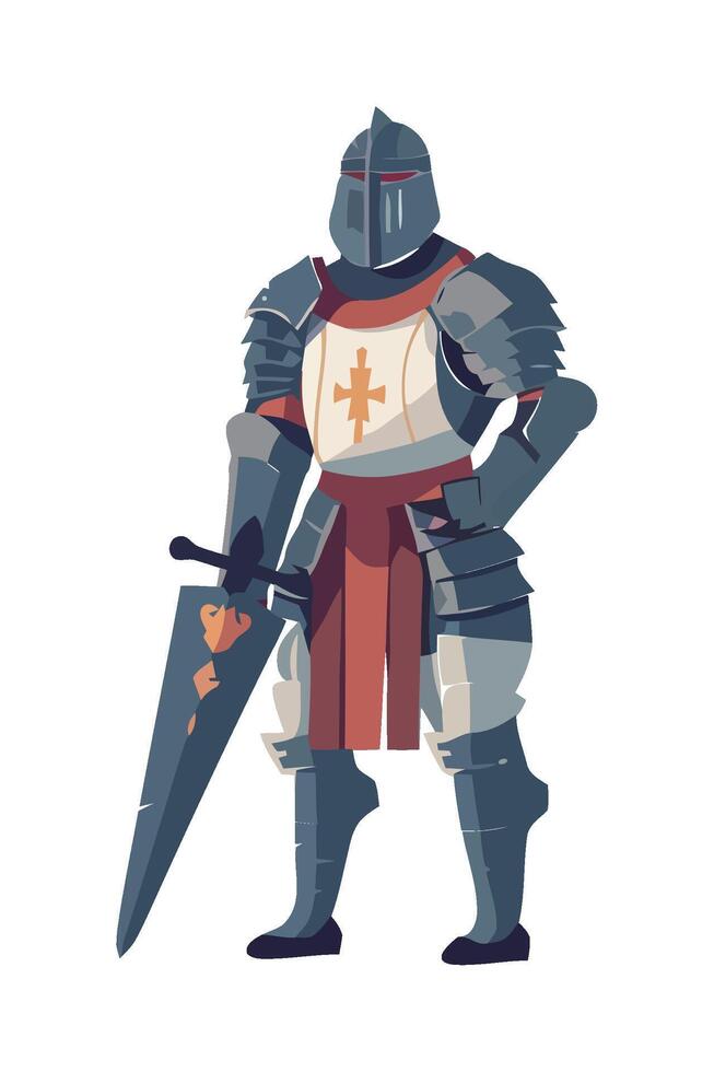 A knight in armor holding a sword vector