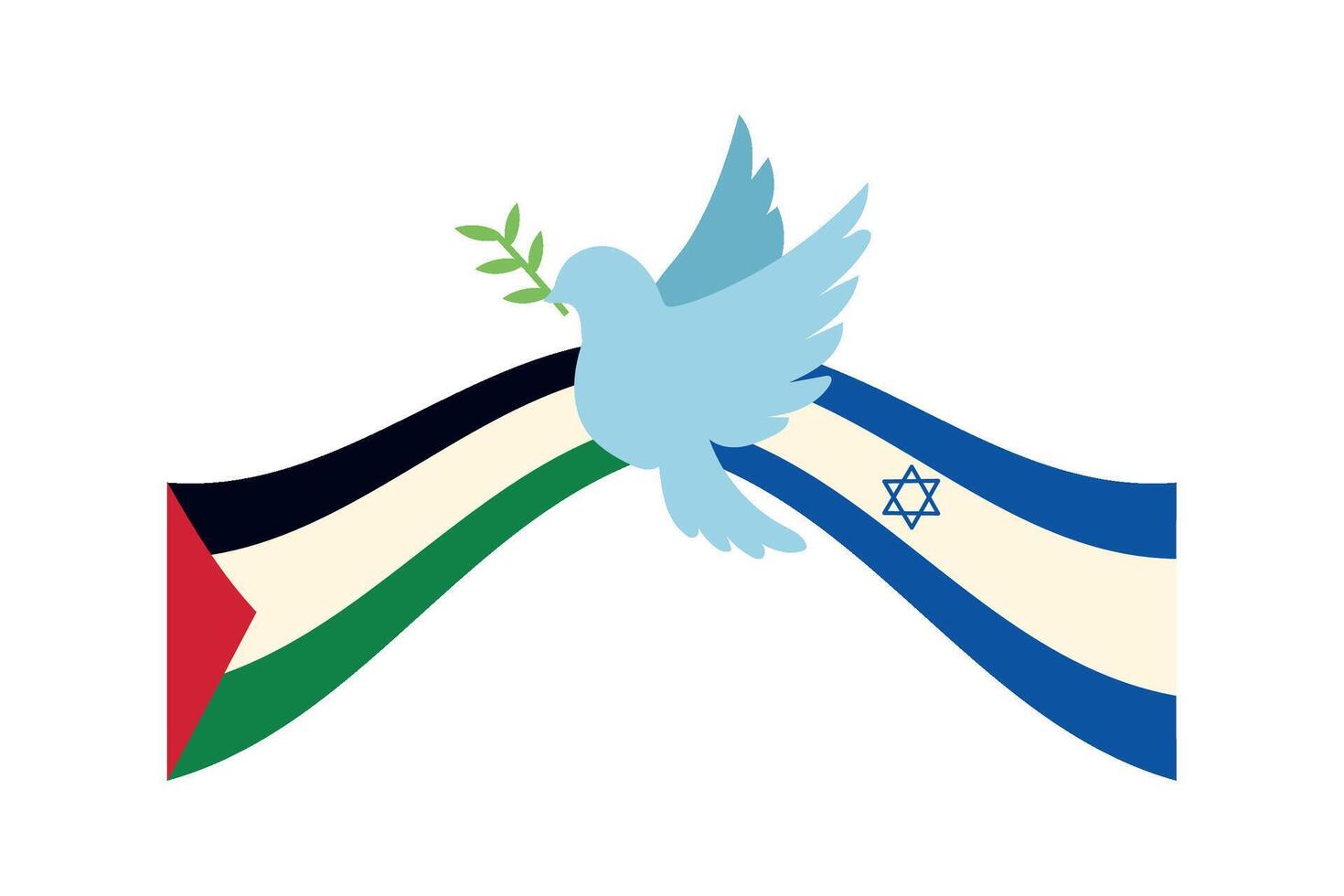 Israeli flag with dove and olive branch vector