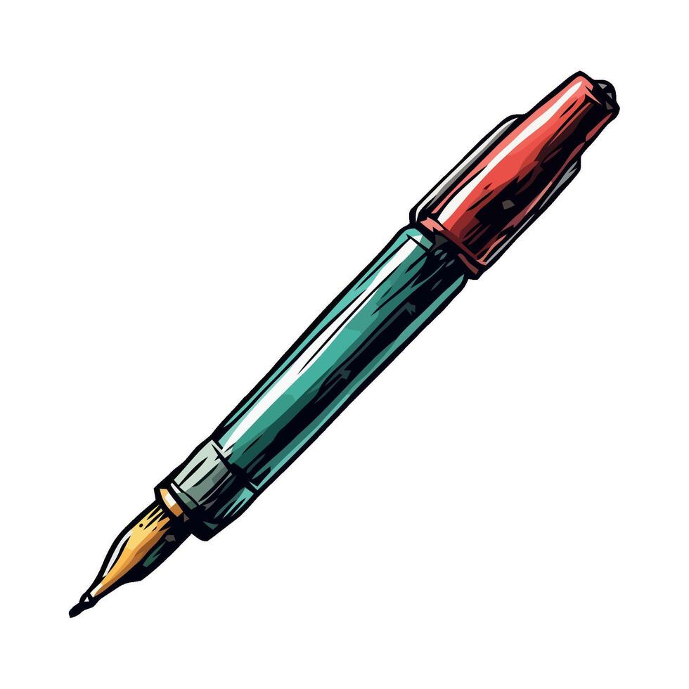 A pen with a red cap and green tip vector