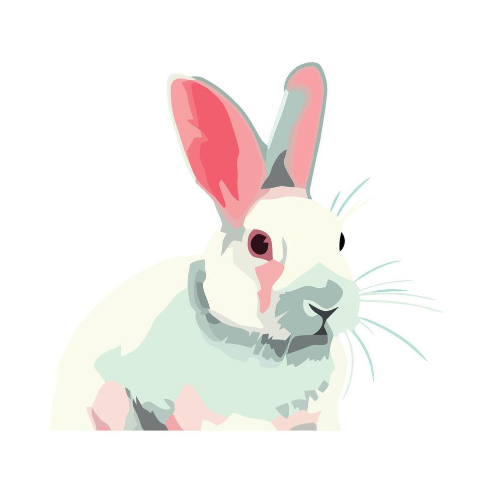 A white rabbit with pink ears and pink nose vector