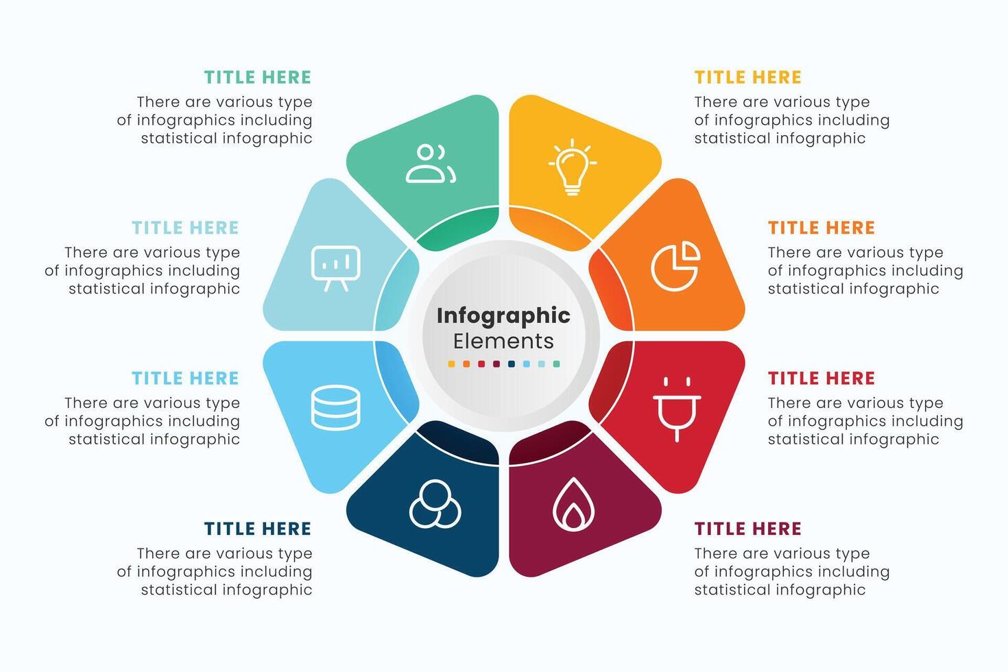 Minimal business circle infographic design template for cycling diagram. presentation and round chart. Business concept with 8 stages. Modern flat illustration for data visualization. vector
