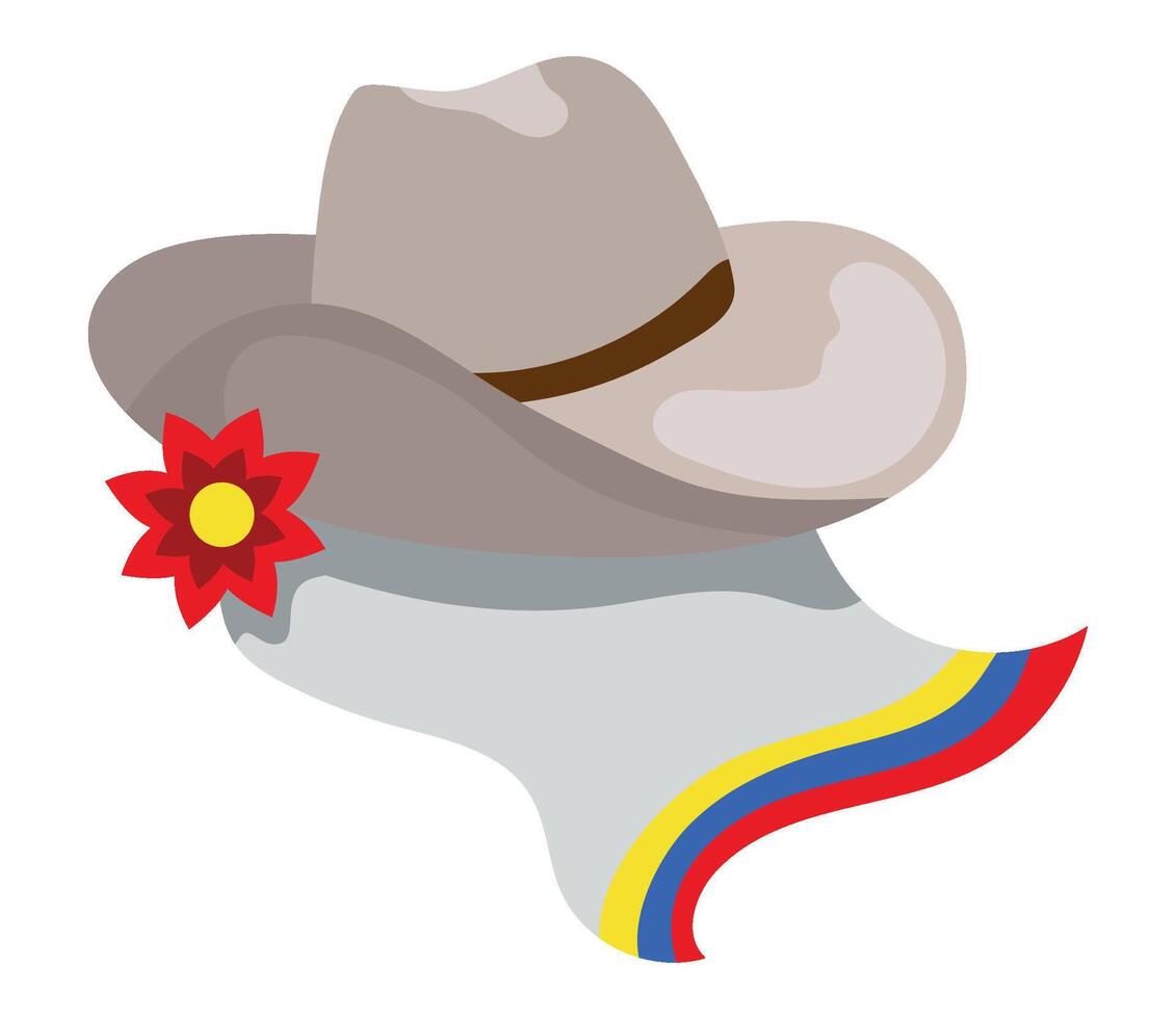 A hat with a flower on it and a flag vector