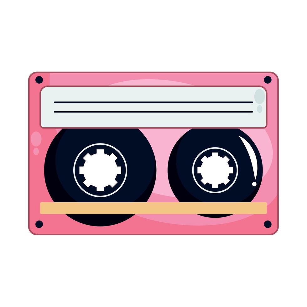 A pink cassette player with two black buttons vector