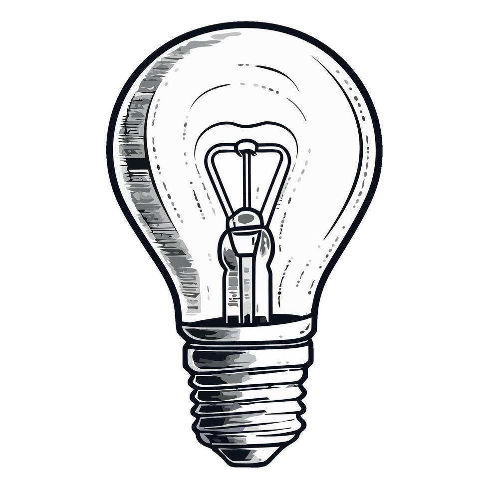 A drawing of a light bulb on a white background vector