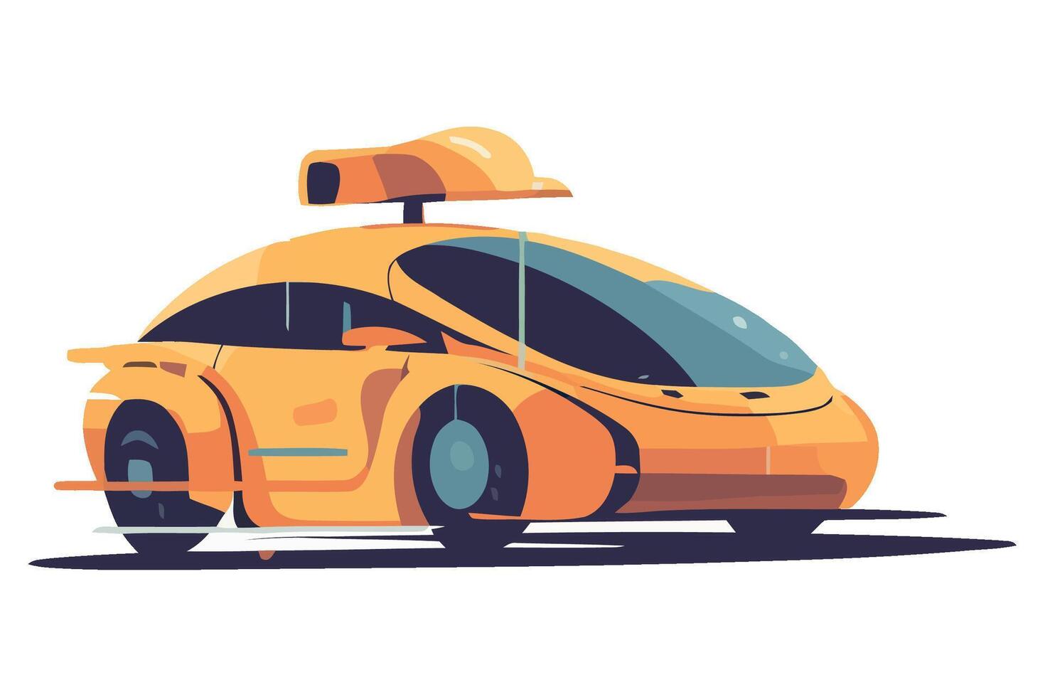 A cartoon orange self driving car on a white background vector