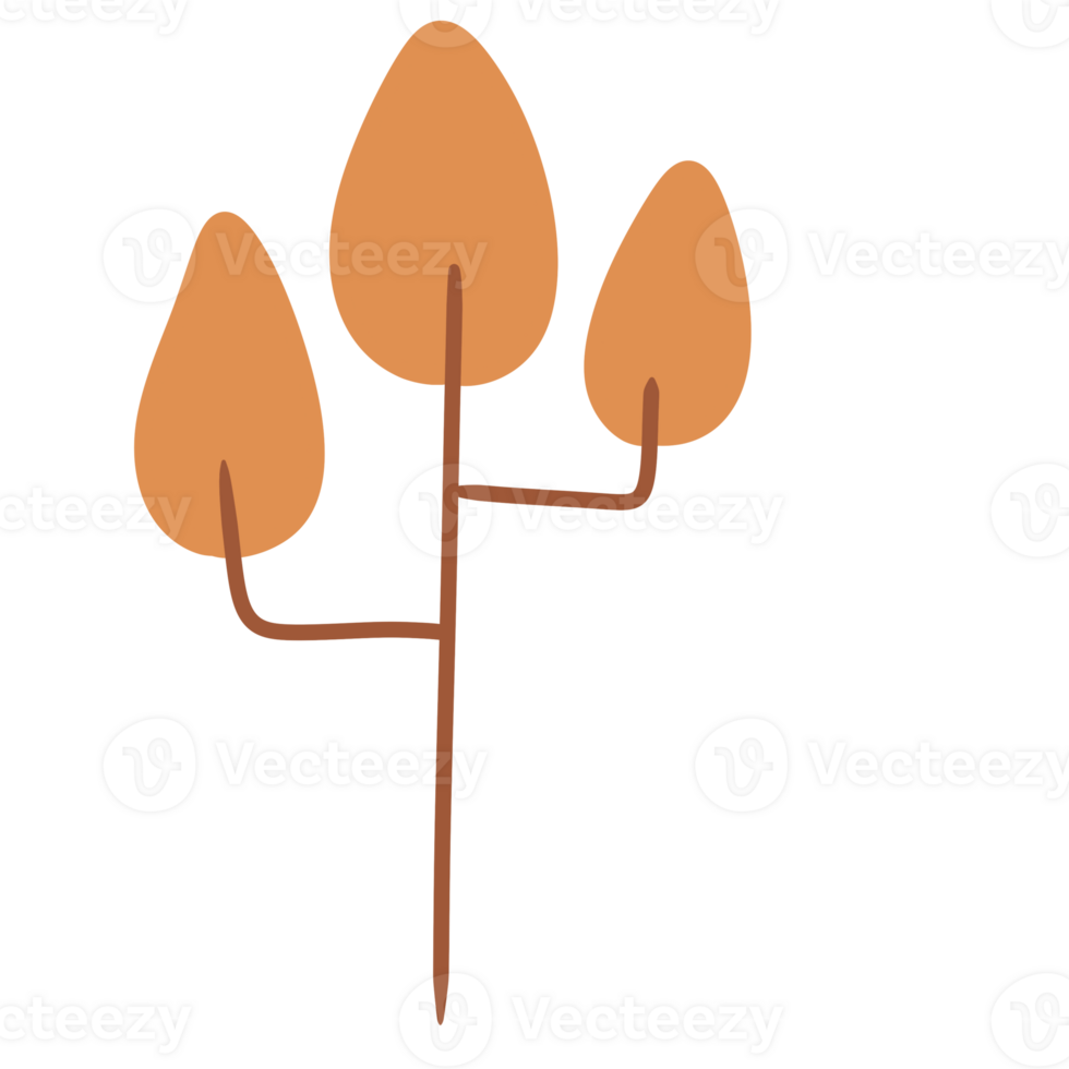 a tree with three leaves on it png