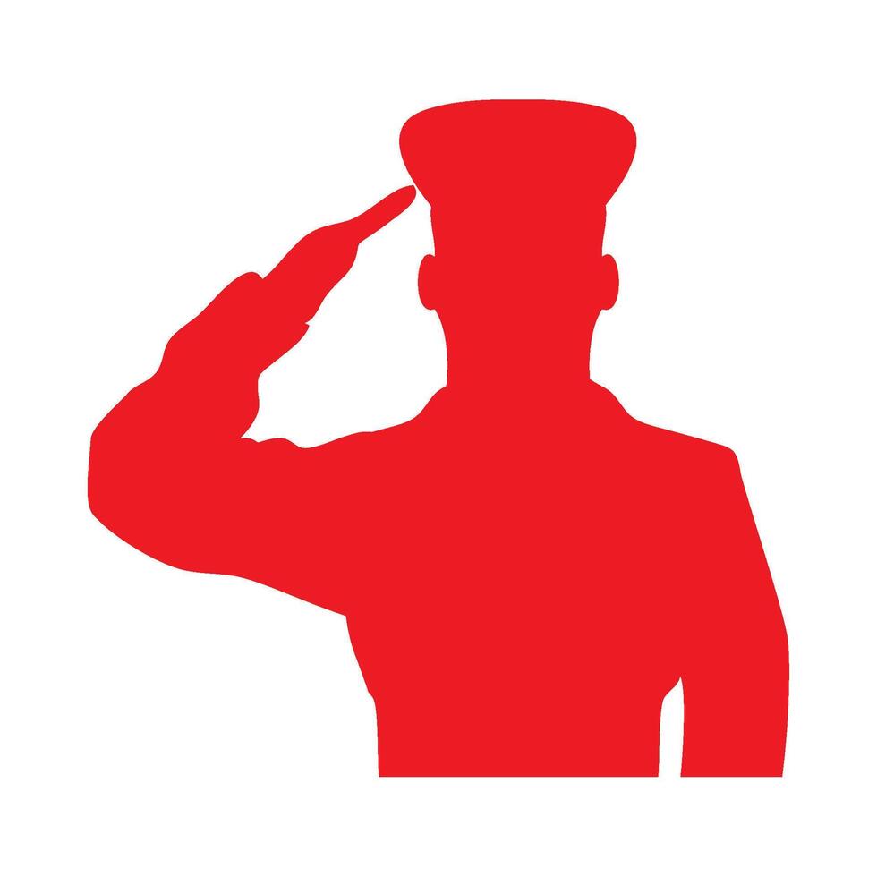 A silhouette of a soldier saluting vector