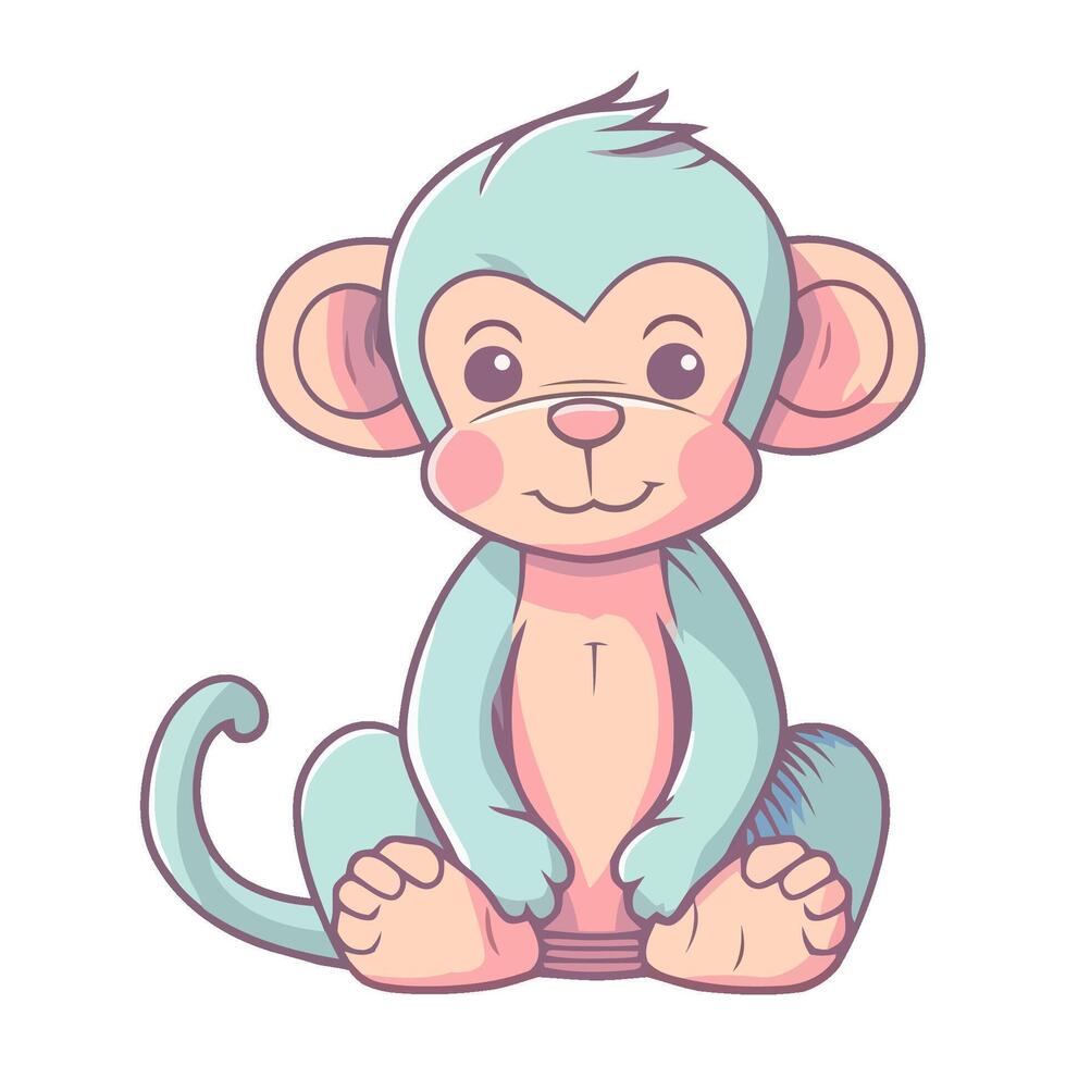 Cute baby monkey illustration vector