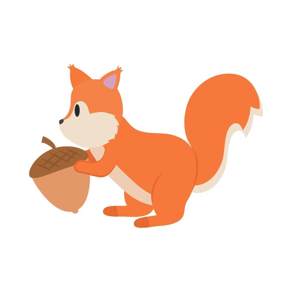 A cartoon squirrel holding an acorn vector