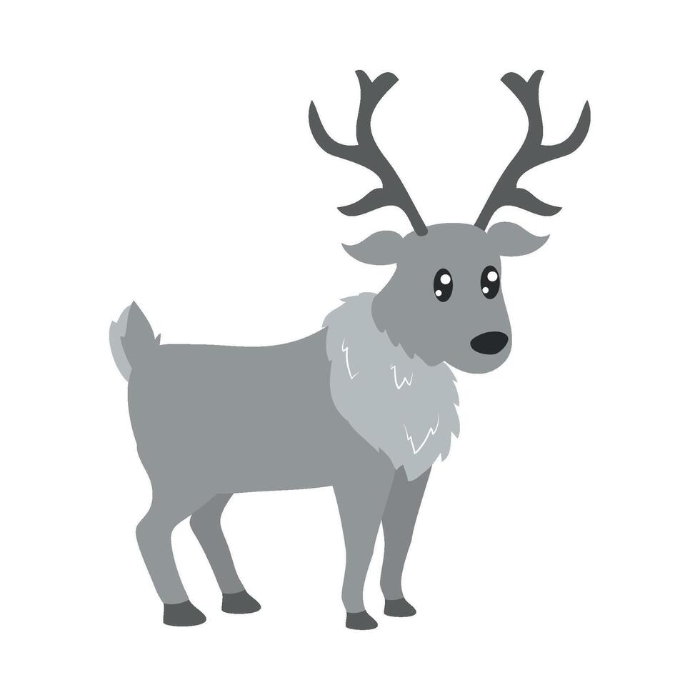 A cartoon reindeer with horns standing on a white background vector