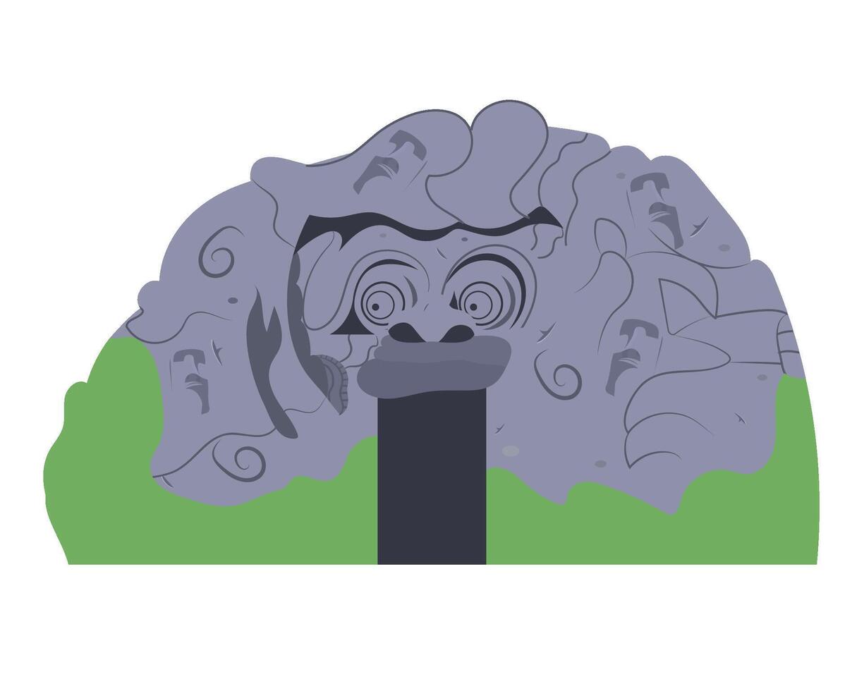 A cartoon brain with a face on it vector
