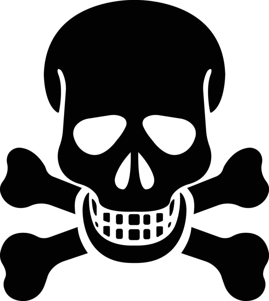 Human skull and crossbones. Death, danger or poison symbol icon in Flat for signs, apps, and websites isolated on Halloween design Deadly dangerous concept. vector