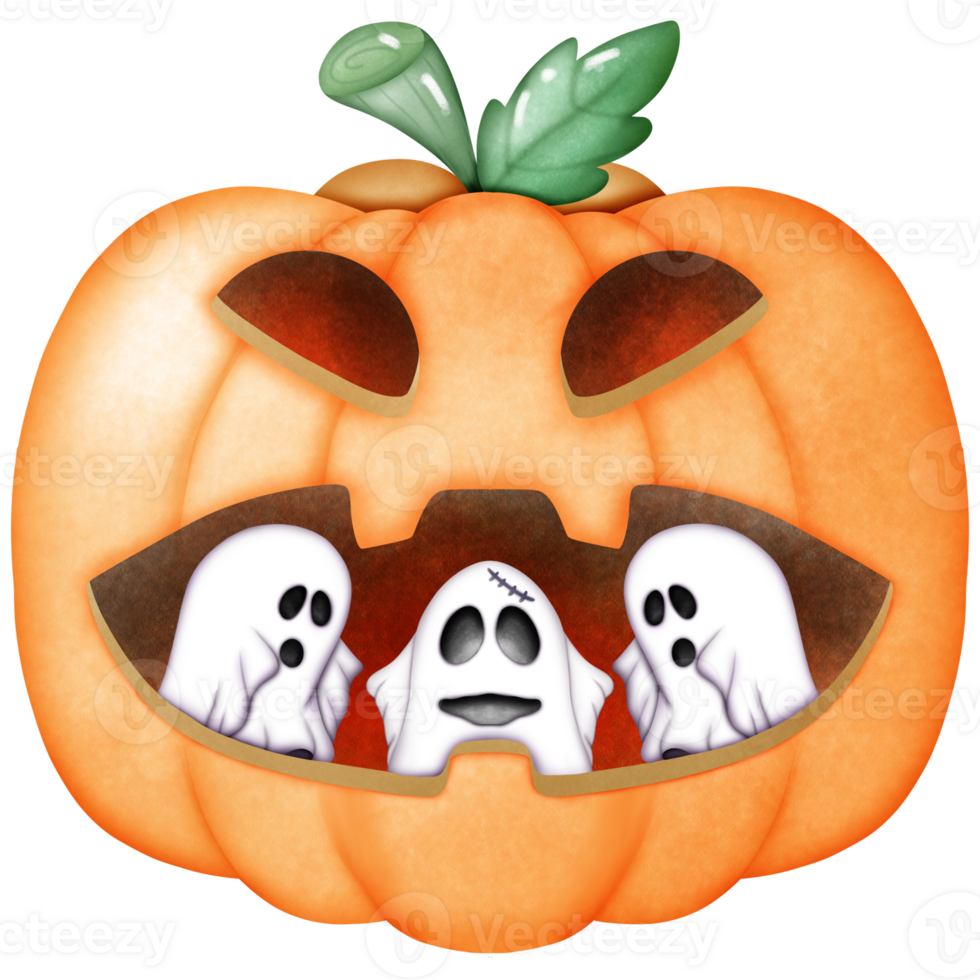 Halloween ghost in pumpkin png