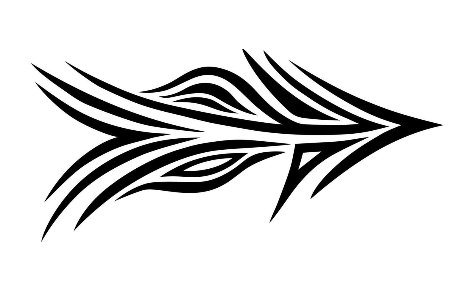 Tribal tattoo hand drawn illustration. Black curve shapes on white background vector