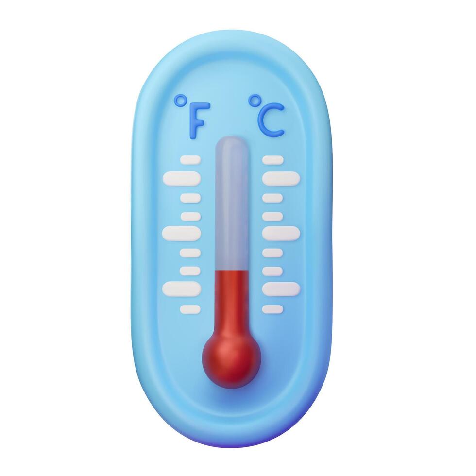 3D cold weather thermometer. Isolated realistic illustration on white background vector