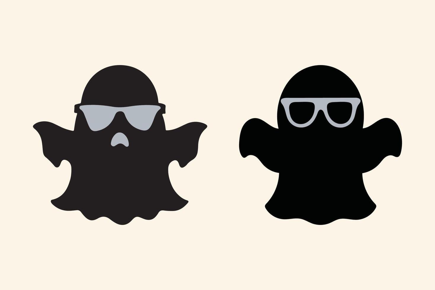 Silhouette Halloween Ghost with sunglasses illustration design vector