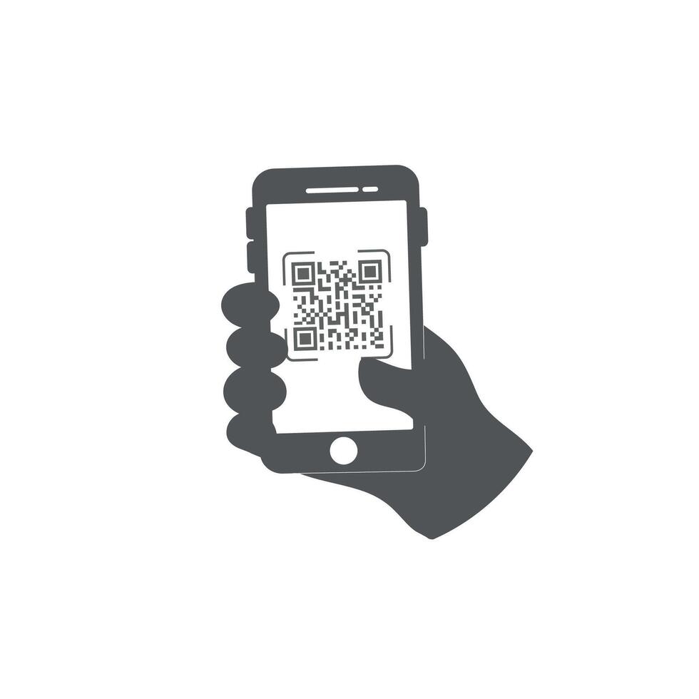 template flat design QR code on smartphone screen. vector