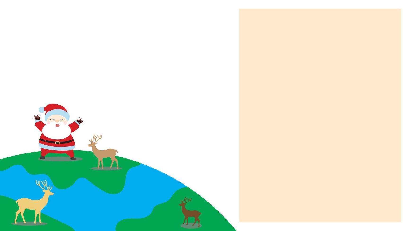 Santa icon and deer with background of earth vector