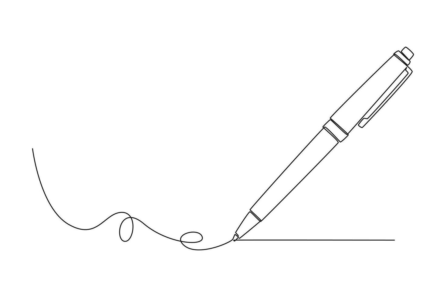 Single one line drawing of classic ballpoint. Pen icon. Back to school or college concept. Education learning knowledge for human kind. Modern continuous line draw design graphic illustration vector