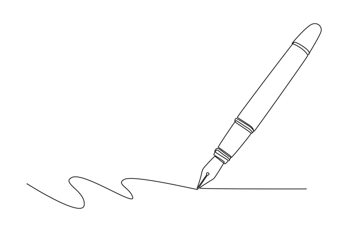 Single one line drawing of vintage or retro ballpoint. Pen logo icon. Back to school or college equipment stationery. Education concept. Modern continuous line draw design graphic illustration vector