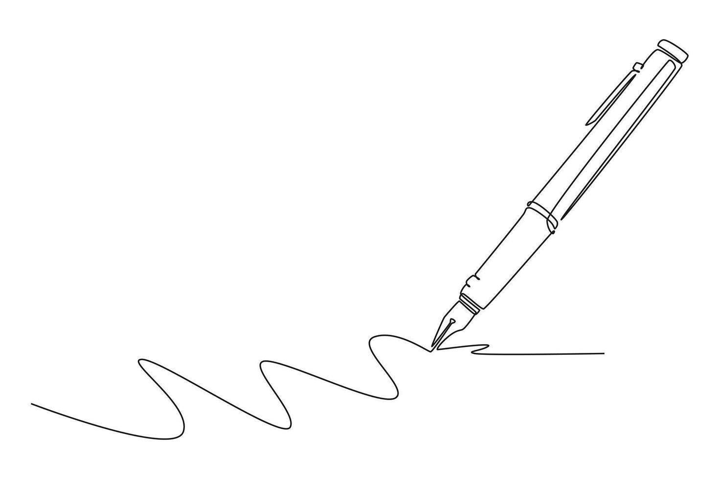 Single one line drawing vintage or retro ballpoint. Pen logo icon. Back to school or college equipment stationery. Education learning concept. Continuous line draw design graphic illustration vector