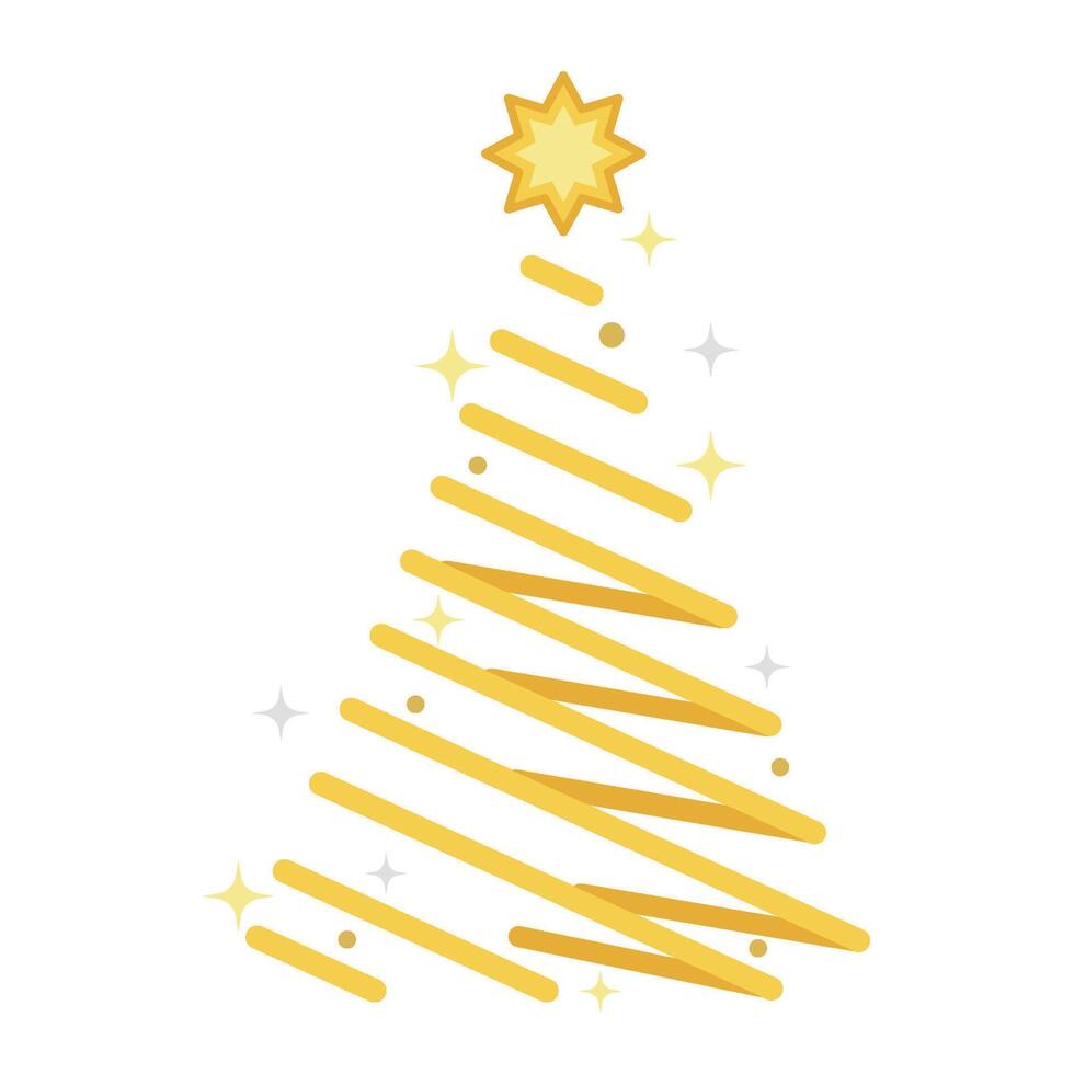 Christmas tree with gold ribbon and star vector