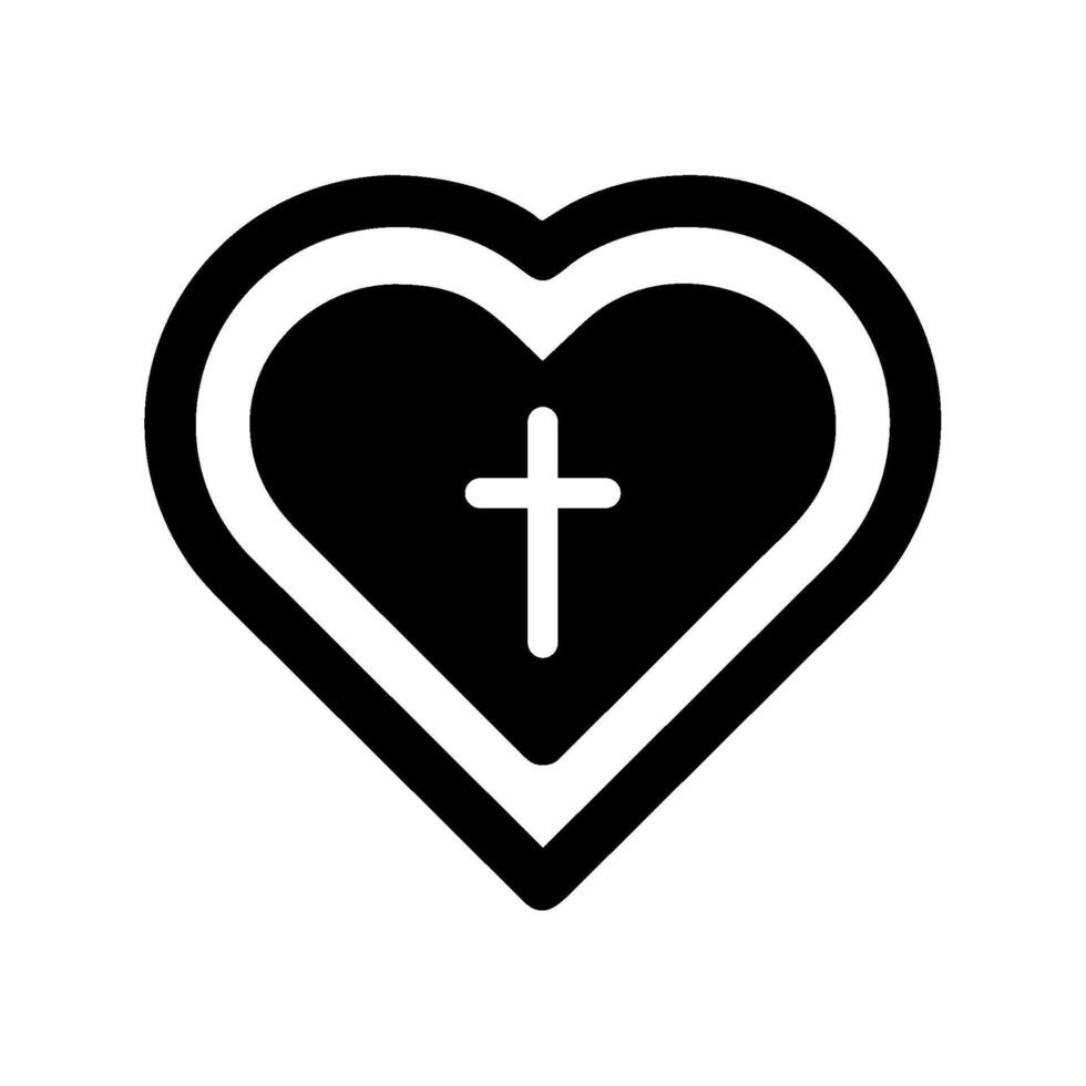 A black and white heart with a cross inside vector